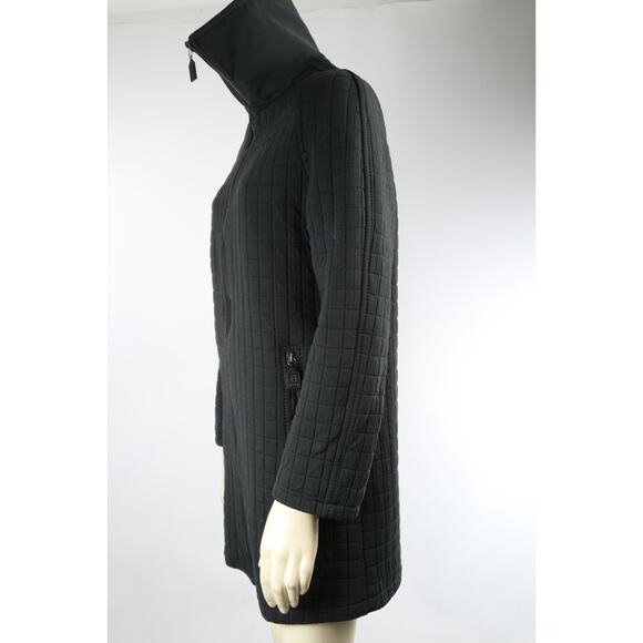 Vintage FENDI Jeans Roma Amor Black Quilted Zip Midi Jacket Size 42 - Picture 10 of 16